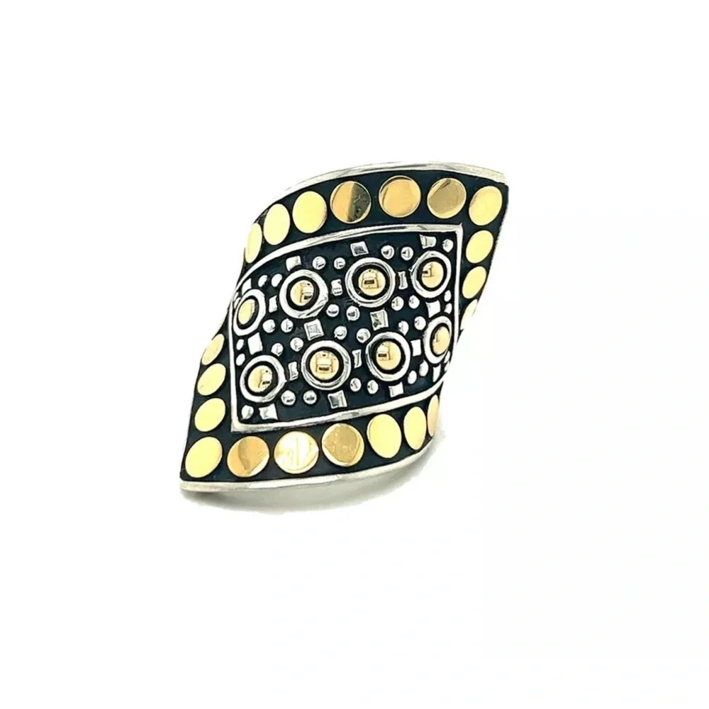 John Hardy 18K solid gold and sterling silver Jaisalmer Dot Contour wrap ring - Picture 2 of 5